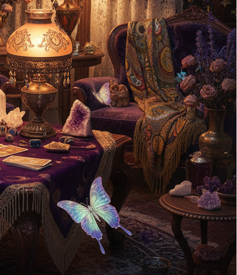 vintage lamps house vibes, stevie nicks, tarot, moths, butterflies